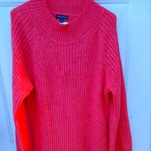 Grenadine/Orange Ribbed Mock Neck Dress